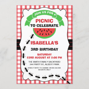 Watermelon Picnic Födelsedagsfest inbjudan