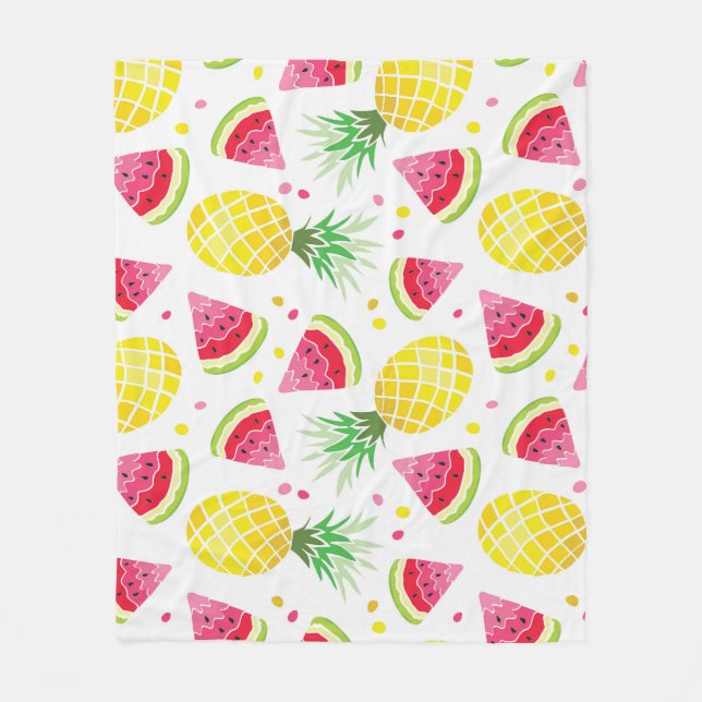 Watermelon Pineapple Sömlös sommarutskrift Fleecefilt (Framsidan)