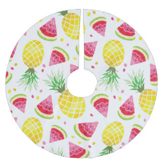 Watermelon Pineapple Sömlös sommarutskrift Julgransmatta Borstad Polyester