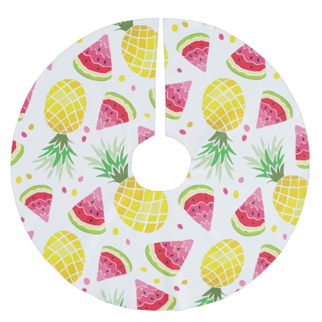 Watermelon Pineapple Sömlös sommarutskrift Julgransmatta Borstad Polyester (Framsidan)