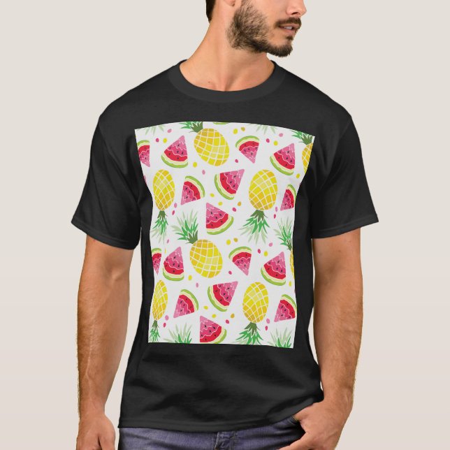 Watermelon Pineapple Sömlös sommarutskrift T Shirt (Framsida)