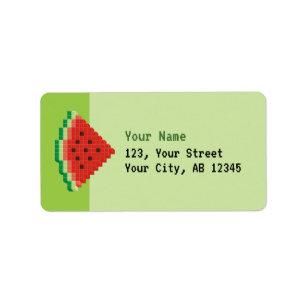 Watermelon Pixel Art Adressetikett