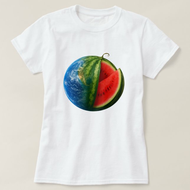 Watermelon Planet Earth Fruit Galaxy Art T Shirt (Design framsida)