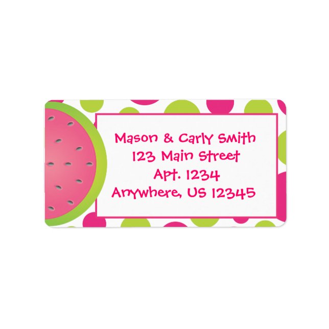 Watermelon Polka Dot Adressetiketters Adressetikett (Framsidan)