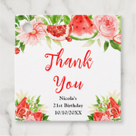 Watermelon Pomegranate Birthday Thank You Gåvor Etiketter