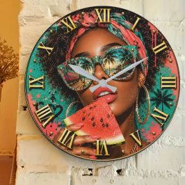 Watermelon Pop Luxury Fashion Tropical Woman Stor Klocka