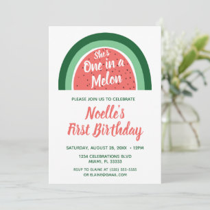 Watermelon Rainbow, en i Melon 1:a Bday Inbjudningar