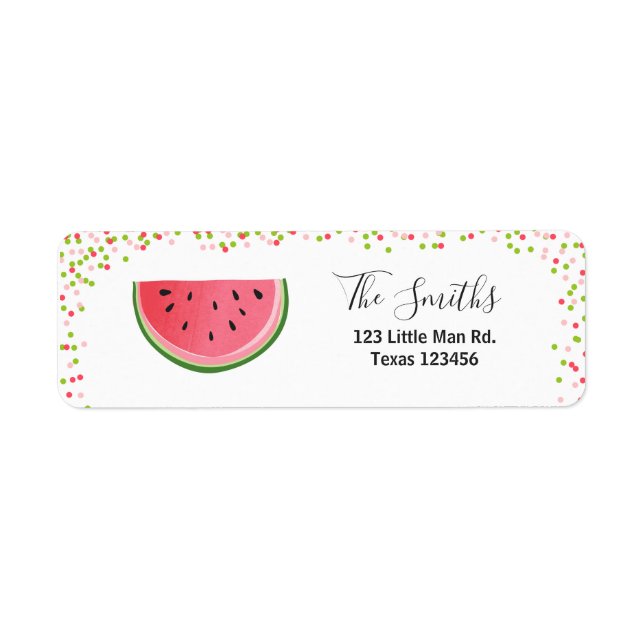 Watermelon Return Address Label Melon Party Fruit Returadress Etikett (Framsidan)