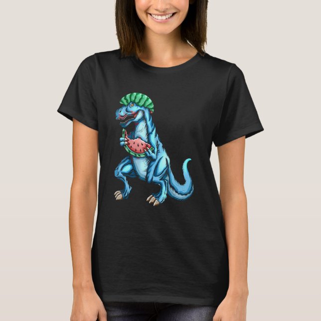 Watermelon  rex Dinosaur Dino Fan Melon T Shirt (Framsida)