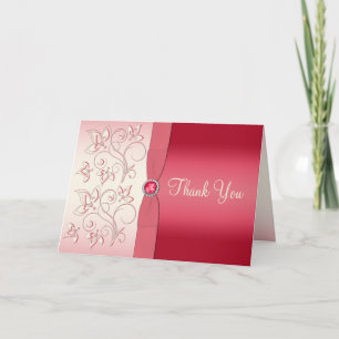 Watermelon Rosa and Ivory Tack You Card
