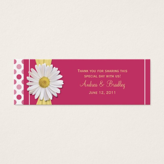 Watermelon Rosa Daisy Mini Wedding Favor Märkre Litet Visitkort (Framsidan)