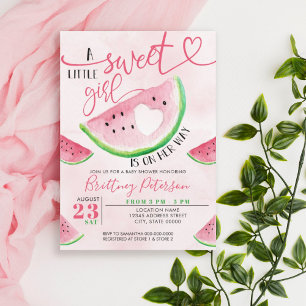 Watermelon Rosa Girl Baby Shower Inbjudningar