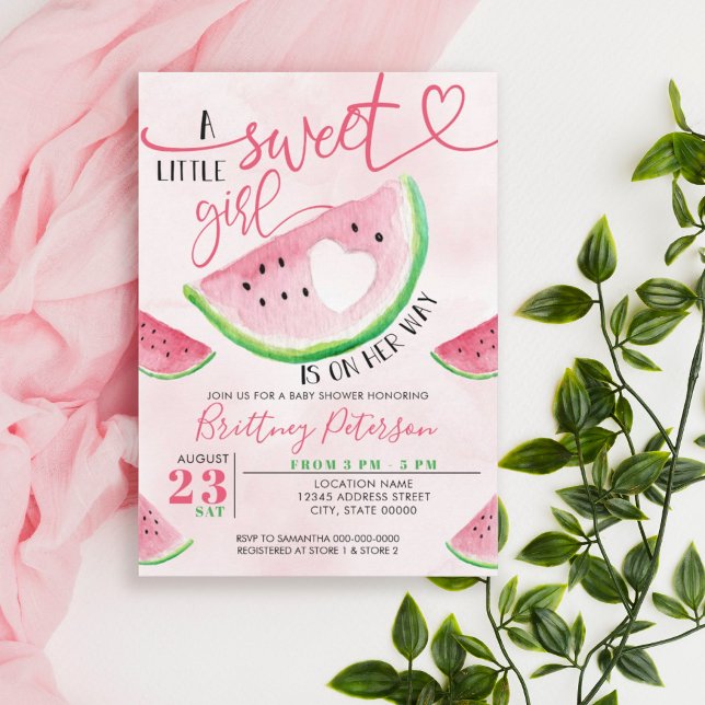 Watermelon Rosa Girl Baby Shower Inbjudningar (Skapare uppladdad)