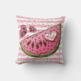 Watermelon Rosa Grönt Cute Kudde