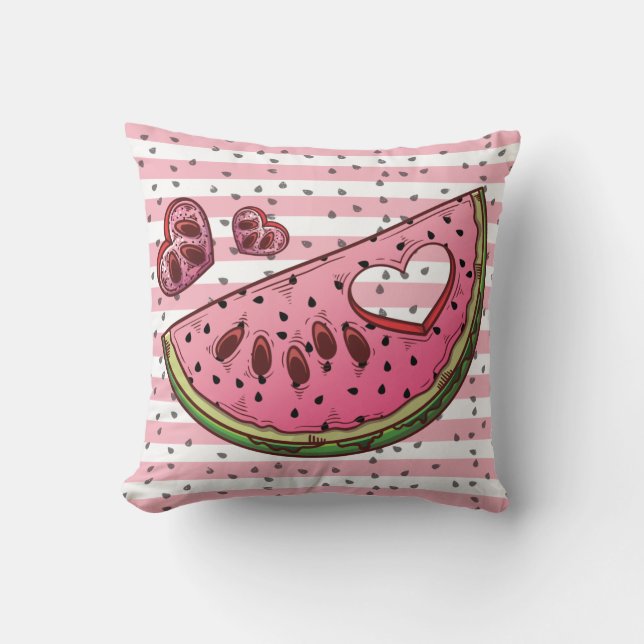 Watermelon Rosa Grönt Cute Kudde (Framsida)