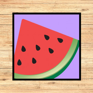 Watermelon Rosa Lila Mid Century Modern Frukt Poster