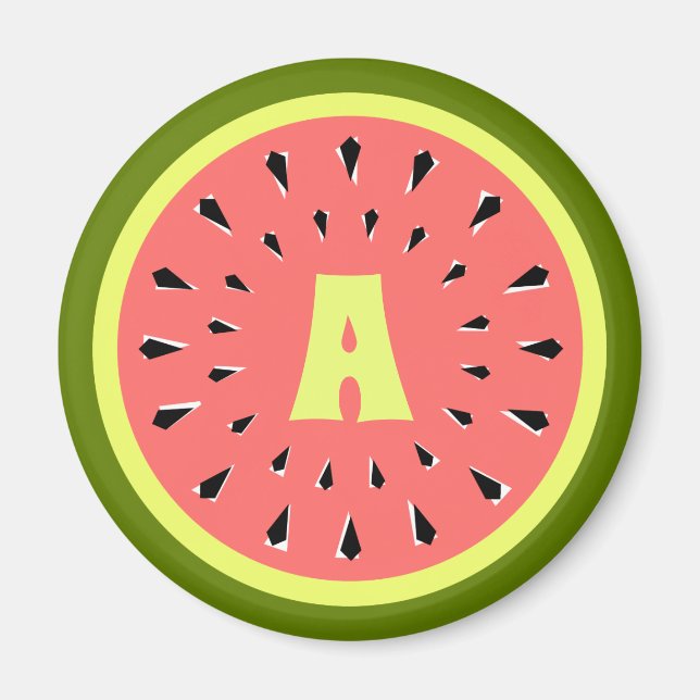 Watermelon Rosa Monogram Magnet (Framsidan)