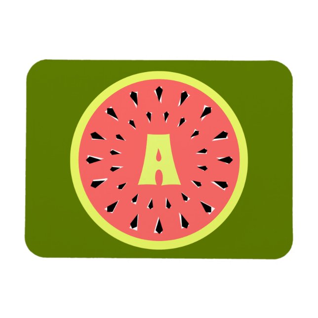 Watermelon Rosa Monogram Magnet (Horisontell)