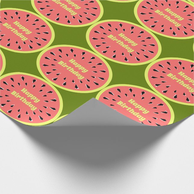 Watermelon Rosa Multi Grattis på födelsedagen Presentpapper (Hörn)