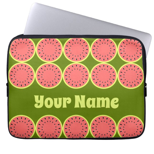 Watermelon Rosa Multi Namn laptop sleeve (Framsidan)