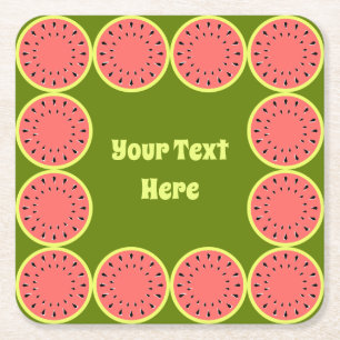 Watermelon Rosa Multi Text Underlägg Papper Kvadrat