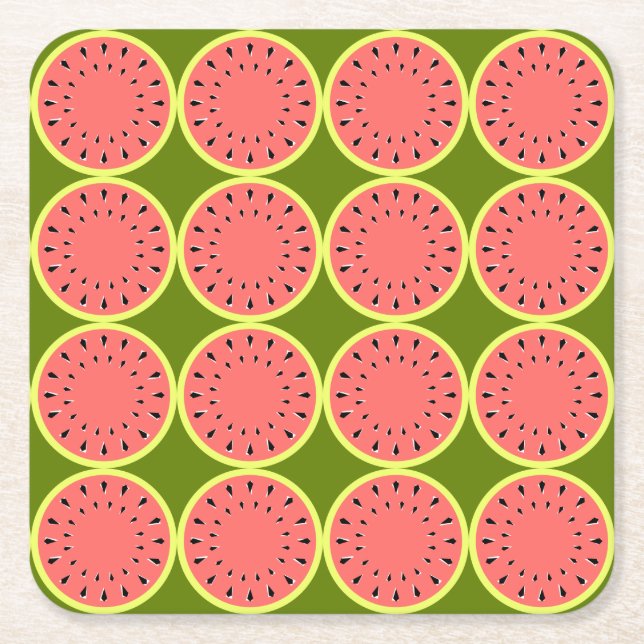 Watermelon Rosa Multi Underlägg Papper Kvadrat (Framsidan)