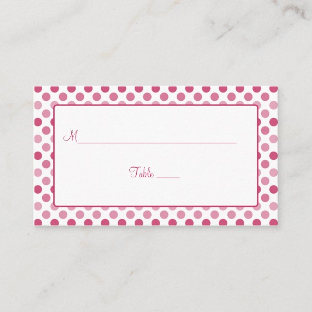 Watermelon Rosa Polka Dot Bröllop Place Cards Placeringskort (Framsida)