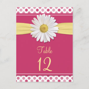 Watermelon Rosa Polka Dot Daisy Bord Vykort
