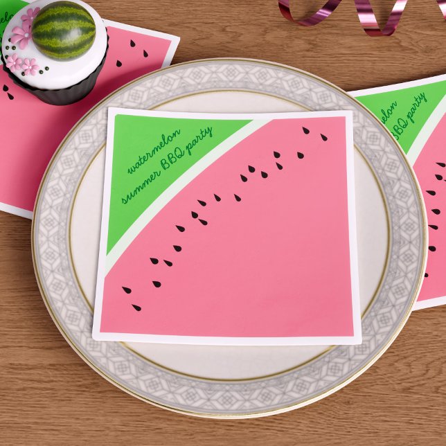 Watermelon Rosa Summer Picnic BBQ Party Napkins Pappersservett (Watermelon Season! Just add your party details)