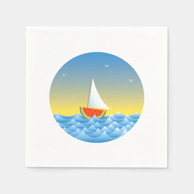 Watermelon Sailboat Pappersservett (Framsidan)