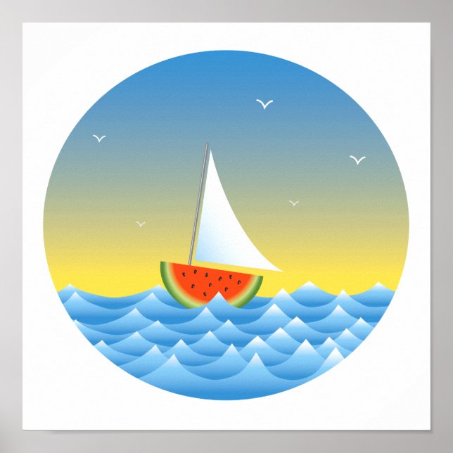 Watermelon Sailboat Poster (Framsidan)