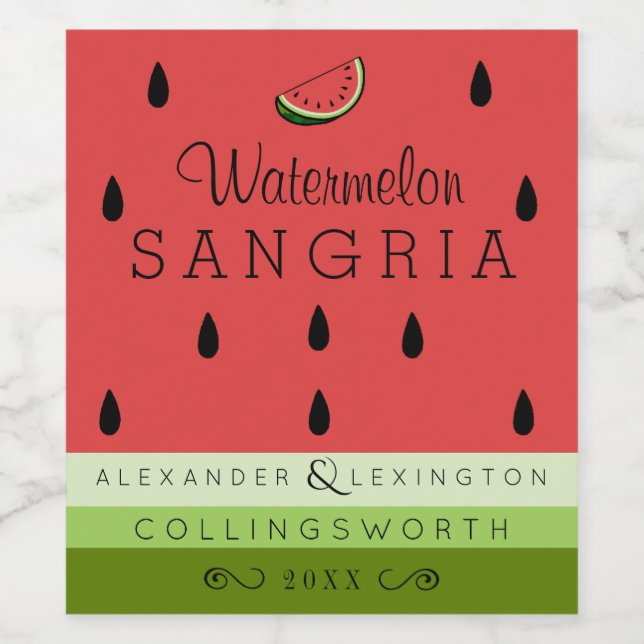 Watermelon Sangria Vinflaska Etikett (Singel etikett)