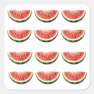 Watermelon Slice  Fyrkantigt Klistermärke