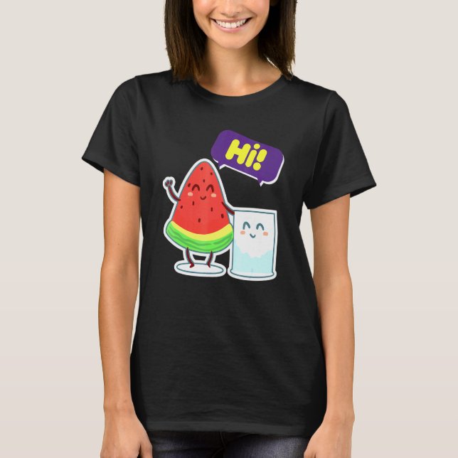 Watermelon Slice Sugar Shälsning Hi Summer T Shirt (Framsida)