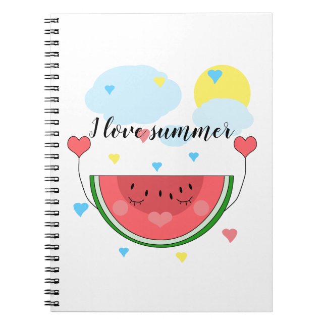 Watermelon slice, text, "I kärlek sommar", Anteckningsbok (Framsidan)