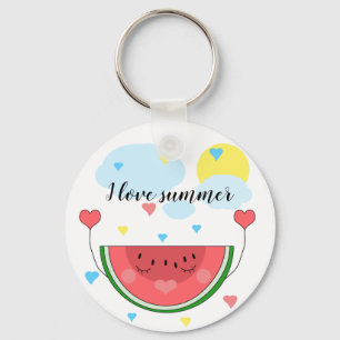 Watermelon slice, text, "I kärlek sommar", Nyckelring