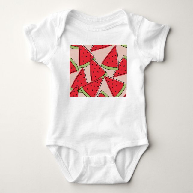 Watermelon Slices Rosa Background Mönster T Shirt (Framsida)