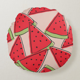 watermelon slices with pink background seamless pa rund kudde