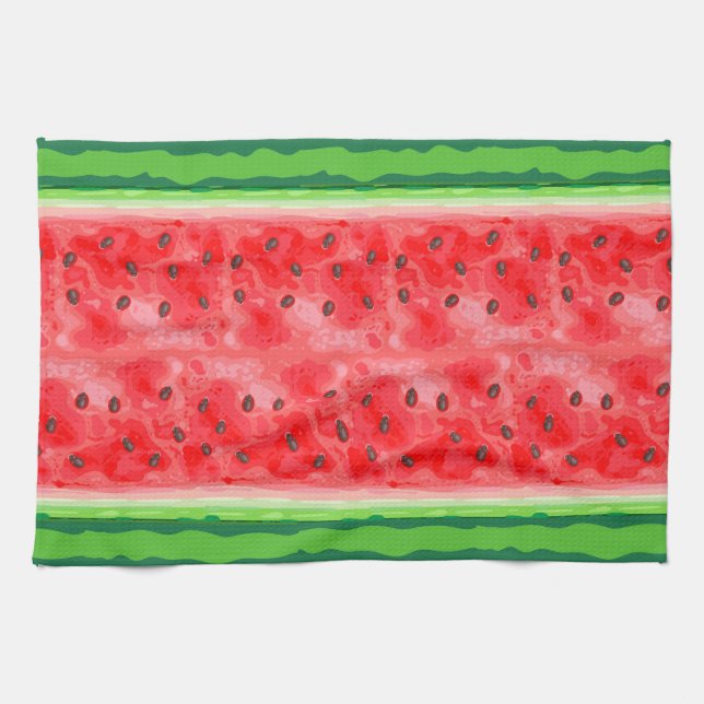 Watermelon sommarfrukt rand kökshandduk (Horisontell)
