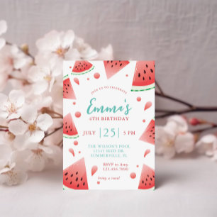 Watermelon Stänk sommartid Födelsedagsfest Inbjudningar