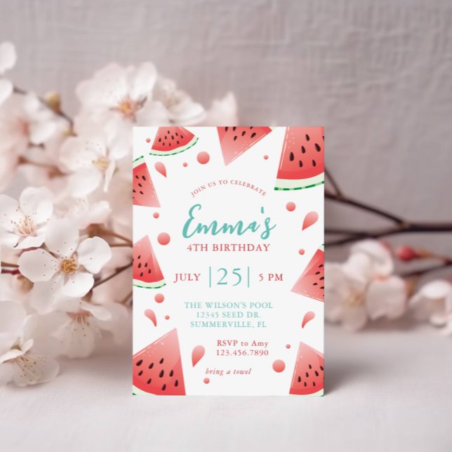 Watermelon Stänk sommartid Födelsedagsfest Inbjudningar (Skapare uppladdad)