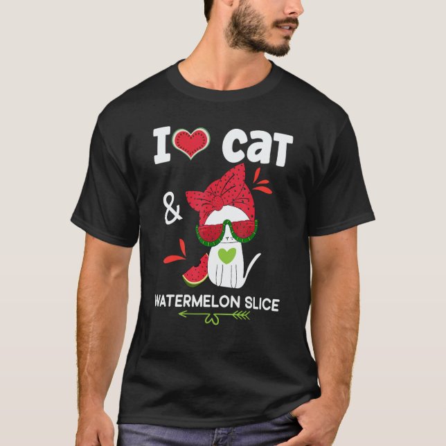 Watermelon Summer  Cat Sunglasses  Watermelon T Shirt (Framsida)