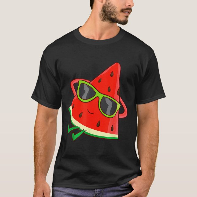 Watermelon Summer Melon With Sungles Funny Waterme T Shirt (Framsida)