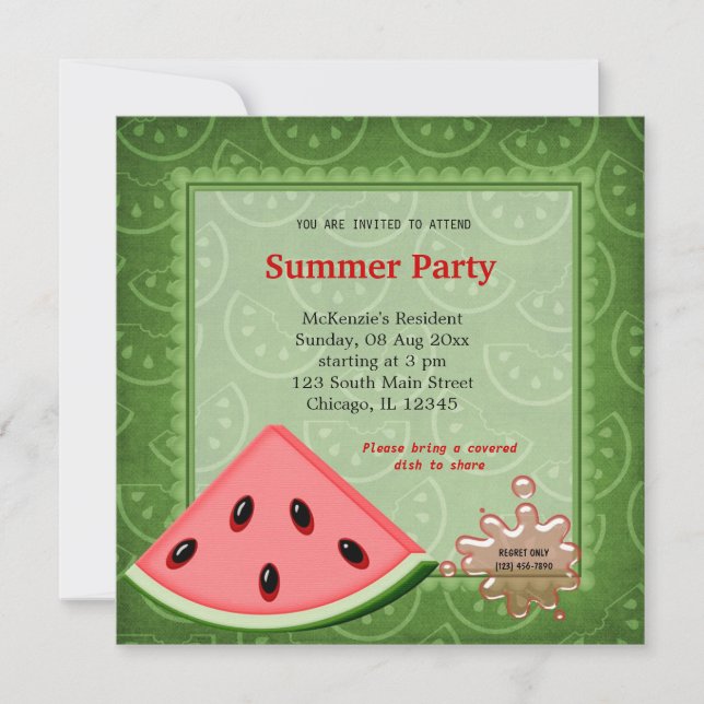 Watermelon Summer Party Inbjudningar (Framsida)