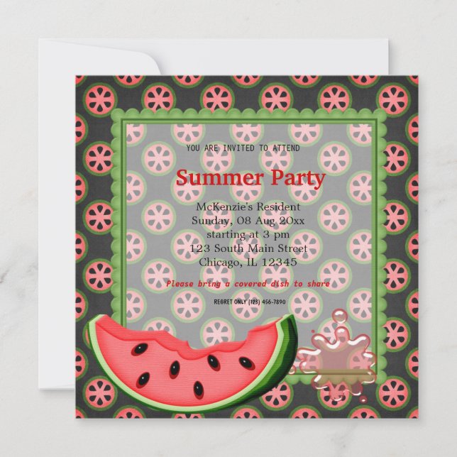 Watermelon Summer Party Inbjudningar (Framsida)