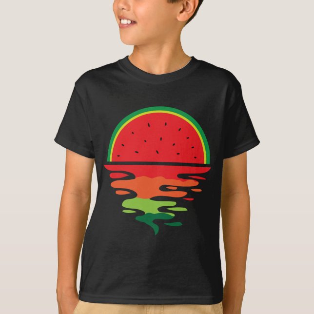 Watermelon Summer Sunset Vatten Fruit Sunset Water T Shirt (Framsida)