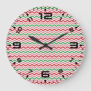 Watermelon Summer Zigzag Rand Mönster-56209 Stor Klocka
