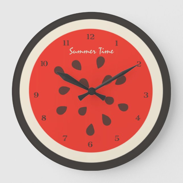 Watermelon Summertime Clock Stor Klocka (Framsida)