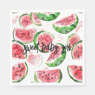 Watermelon Sweet Flicka Baby Shower Napkins Pappersservett