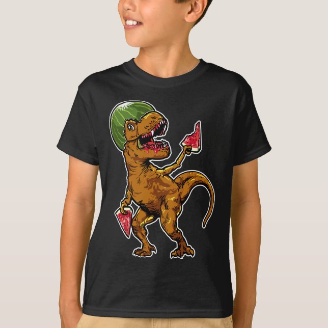 Watermelon T - Rex Dinosaur Watermelon Älskare Shirt (Framsida)